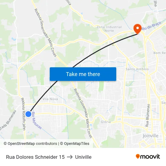 Rua Dolores Schneider 15 to Univille map