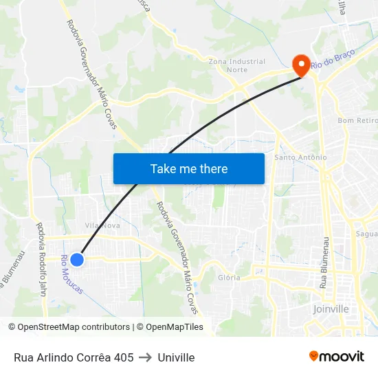Rua Arlindo Corrêa 405 to Univille map
