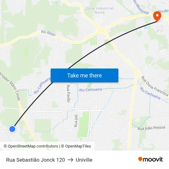 Rua Sebastião Jonck 120 to Univille map