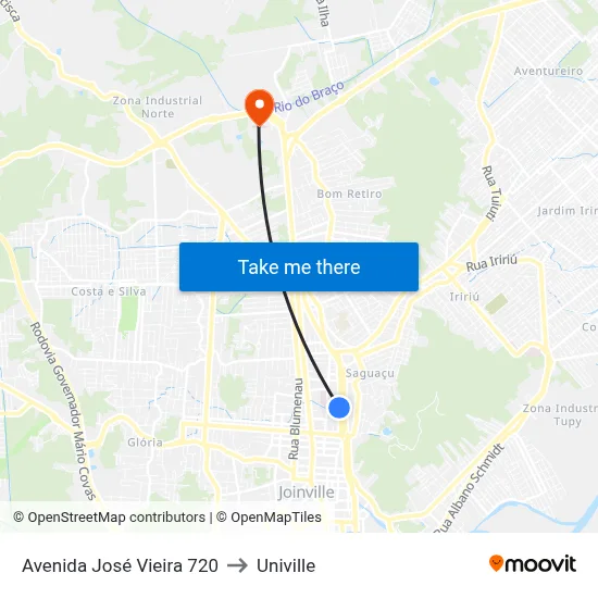 Avenida José Vieira 720 to Univille map