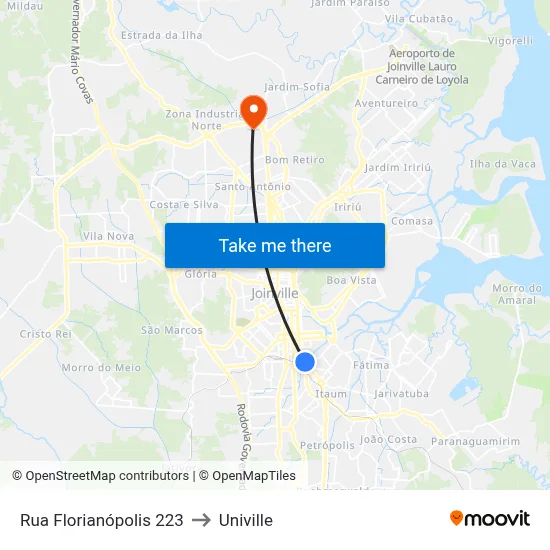 Rua Florianópolis 223 to Univille map