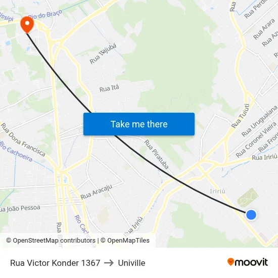 Rua Victor Konder 1367 to Univille map