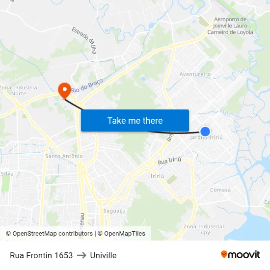 Rua Frontin 1653 to Univille map
