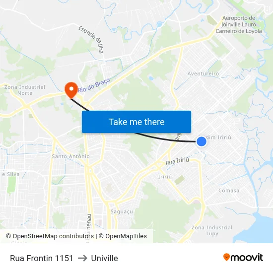 Rua Frontin 1151 to Univille map