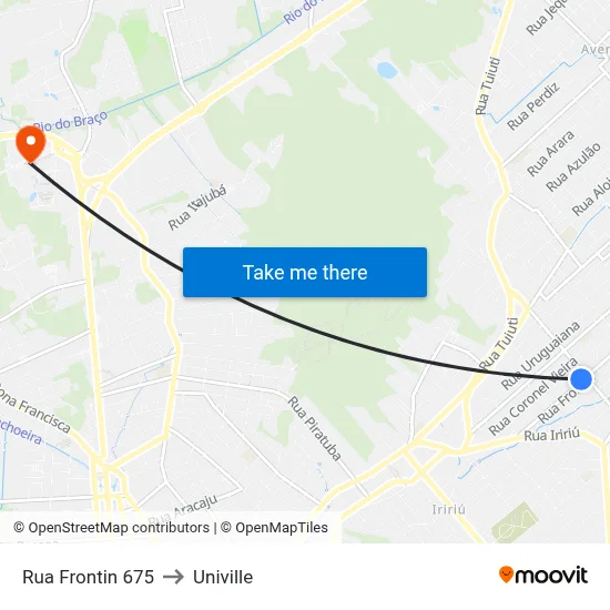 Rua Frontin 675 to Univille map