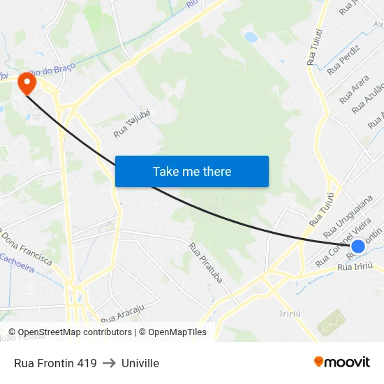 Rua Frontin 419 to Univille map