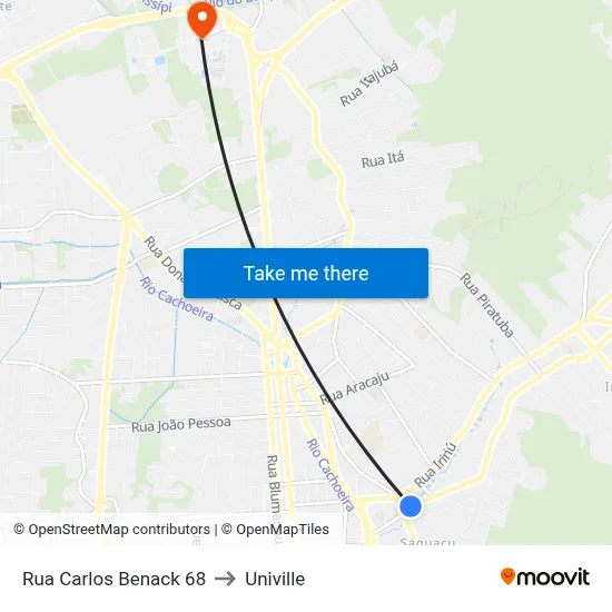 Rua Carlos Benack 68 to Univille map