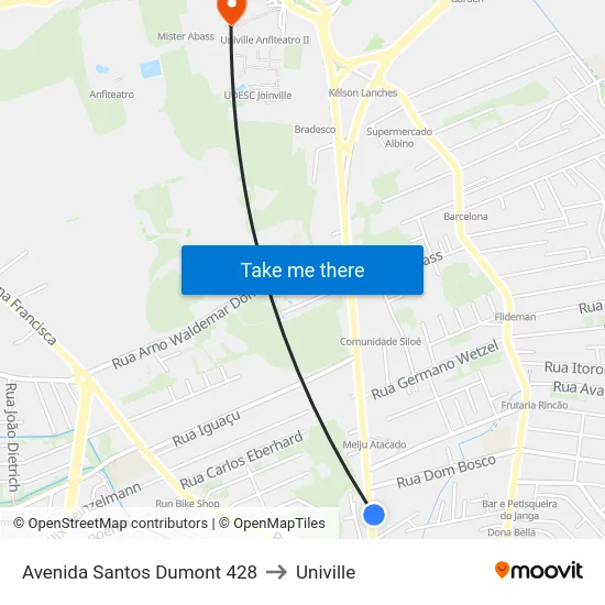 Avenida Santos Dumont 428 to Univille map