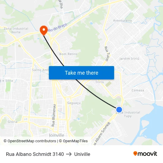 Rua Albano Schmidt 3140 to Univille map
