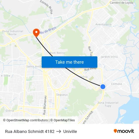 Rua Albano Schmidt 4182 to Univille map