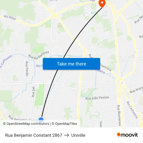 Rua Benjamin Constant 2867 to Univille map