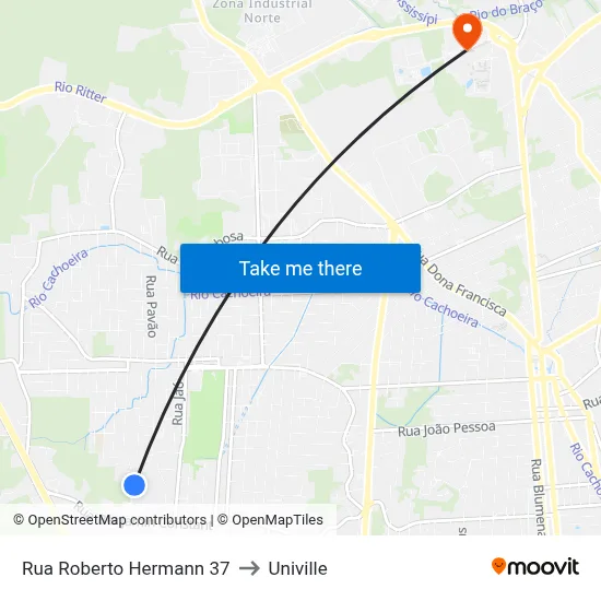Rua Roberto Hermann 37 to Univille map