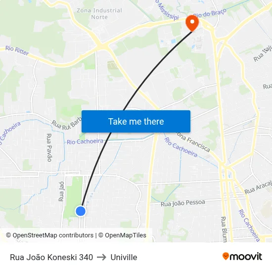 Rua João Koneski 340 to Univille map