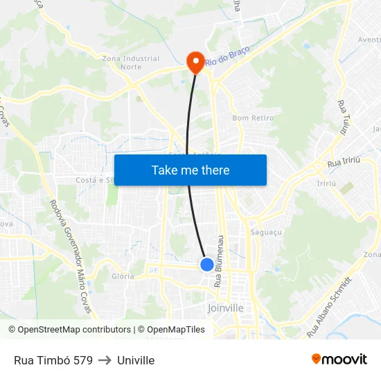 Rua Timbó 579 to Univille map