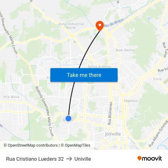 Rua Cristiano Lueders 32 to Univille map