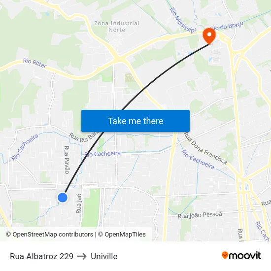 Rua Albatroz 229 to Univille map