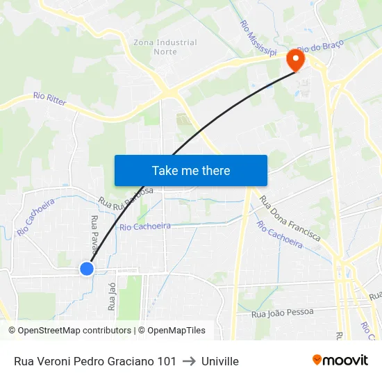 Rua Veroni Pedro Graciano 101 to Univille map