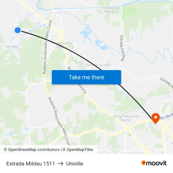 Estrada Mildau 1511 to Univille map