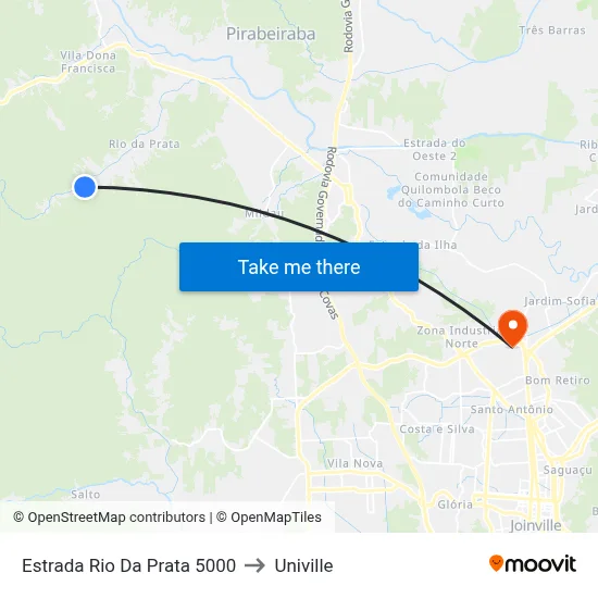 Estrada Rio Da Prata 5000 to Univille map