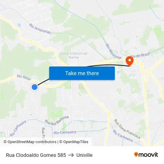 Rua Clodoaldo Gomes 585 to Univille map