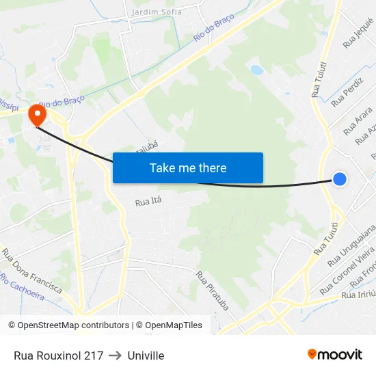 Rua Rouxinol 217 to Univille map
