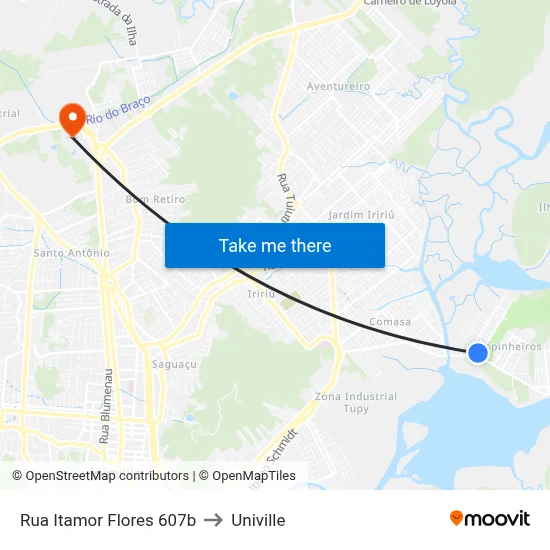 Rua Itamor Flores 607b to Univille map