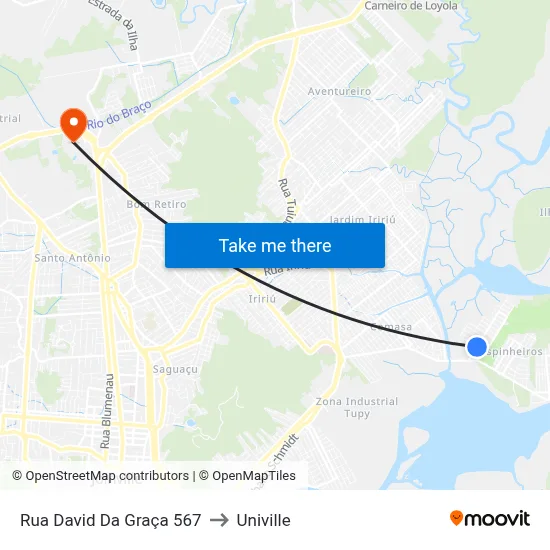 Rua David Da Graça 567 to Univille map