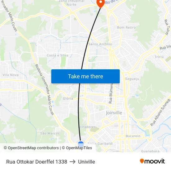 Rua Ottokar Doerffel 1338 to Univille map