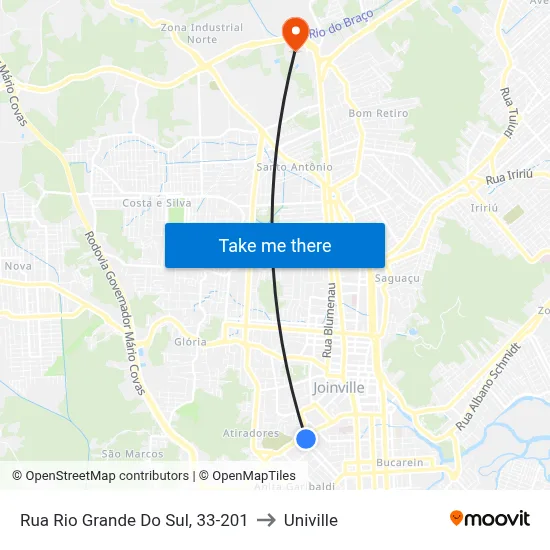 Rua Rio Grande Do Sul, 33-201 to Univille map