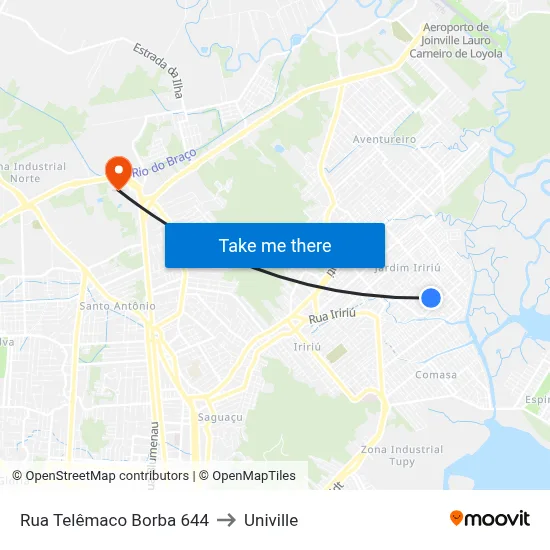 Rua Telêmaco Borba 644 to Univille map