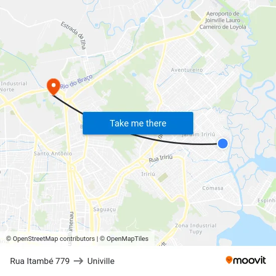 Rua Itambé 779 to Univille map