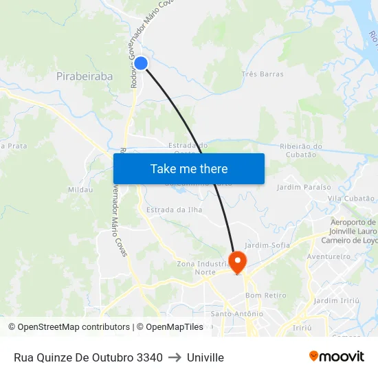 Rua Quinze De Outubro 3340 to Univille map