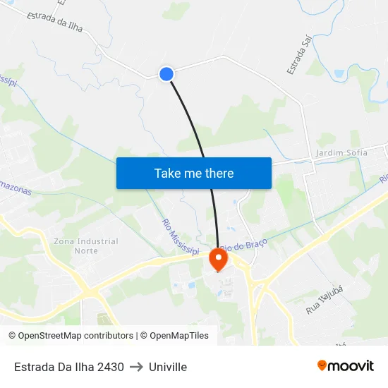 Estrada Da Ilha 2430 to Univille map