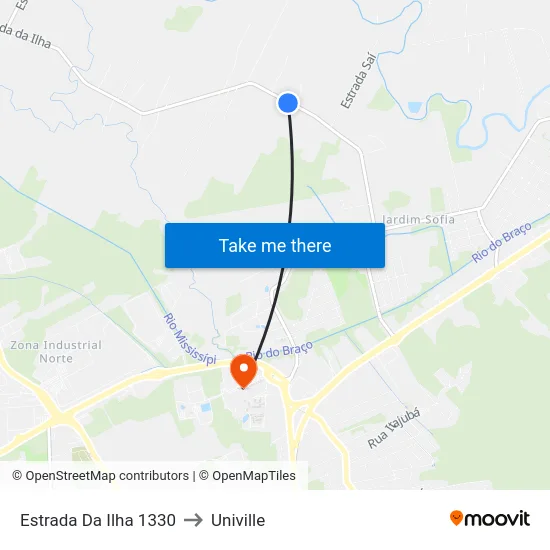 Estrada Da Ilha 1330 to Univille map