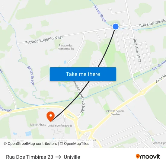 Rua Dos Timbiras 23 to Univille map