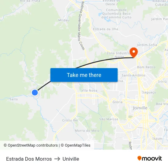 Estrada Dos Morros to Univille map