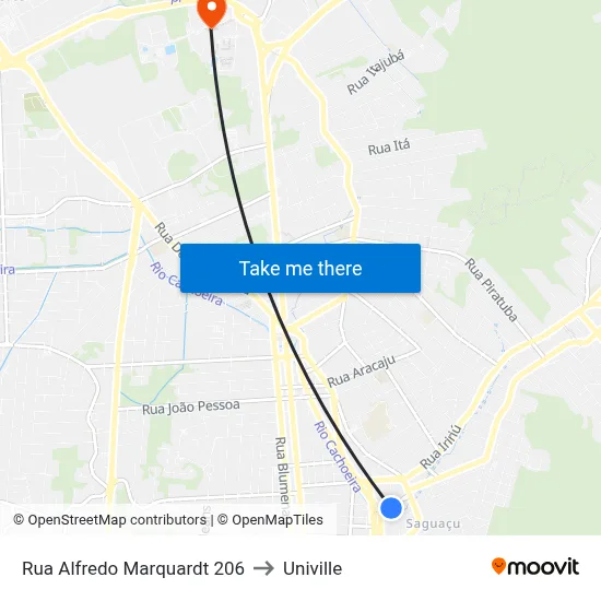 Rua Alfredo Marquardt 206 to Univille map