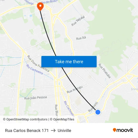 Rua Carlos Benack 171 to Univille map