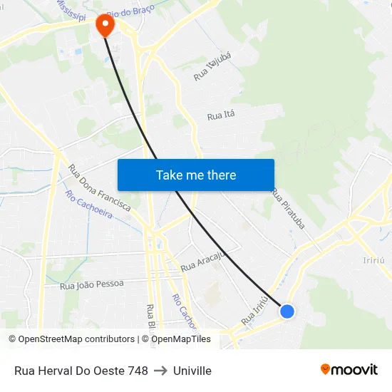 Rua Herval Do Oeste 748 to Univille map