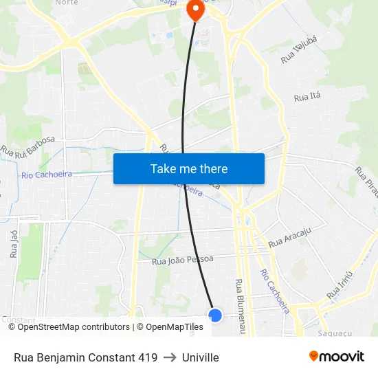 Rua Benjamin Constant 419 to Univille map