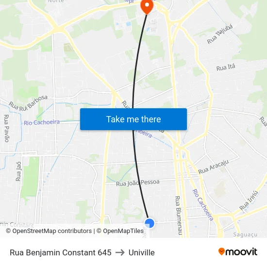 Rua Benjamin Constant 645 to Univille map