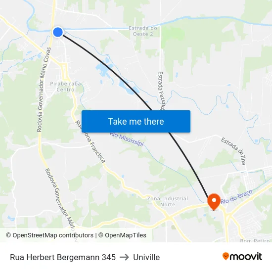 Rua Herbert Bergemann 345 to Univille map