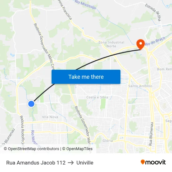 Rua Amandus Jacob 112 to Univille map