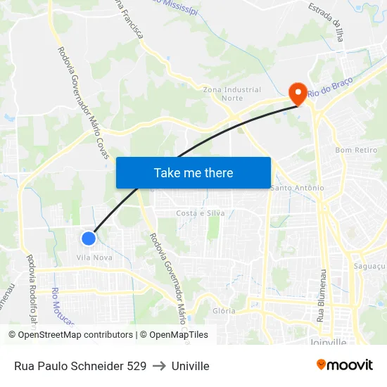 Rua Paulo Schneider 529 to Univille map