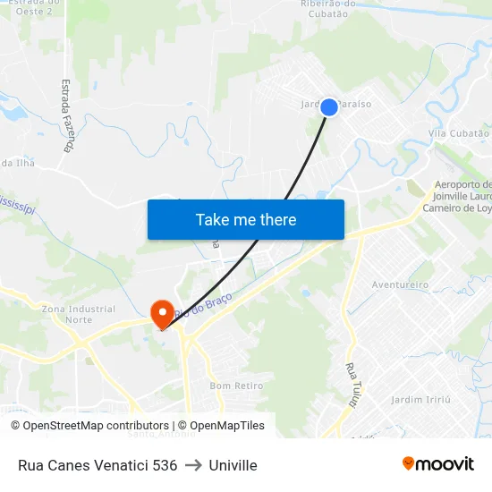 Rua Canes Venatici 536 to Univille map