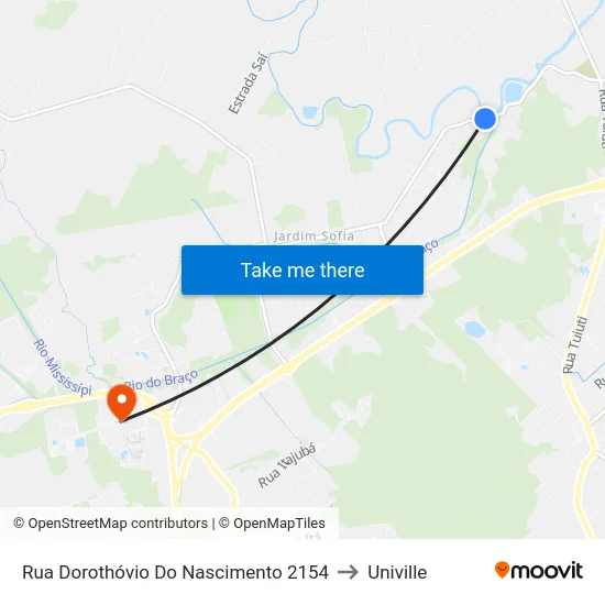 Rua Dorothóvio Do Nascimento 2154 to Univille map