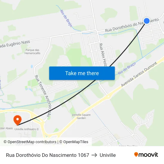 Rua Dorothóvio Do Nascimento 1067 to Univille map