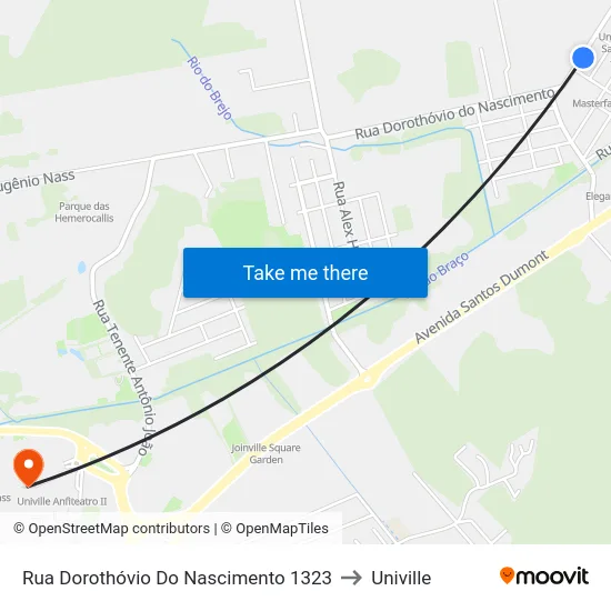 Rua Dorothóvio Do Nascimento 1323 to Univille map