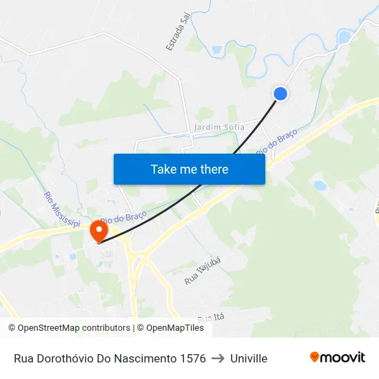 Rua Dorothóvio Do Nascimento 1576 to Univille map