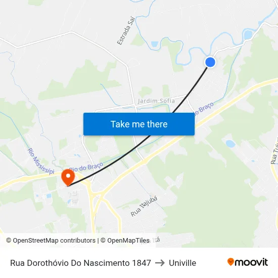 Rua Dorothóvio Do Nascimento 1847 to Univille map